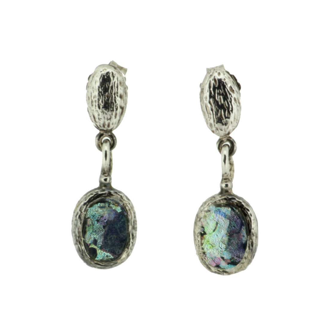 Roman glass jewelry dangle earrings.