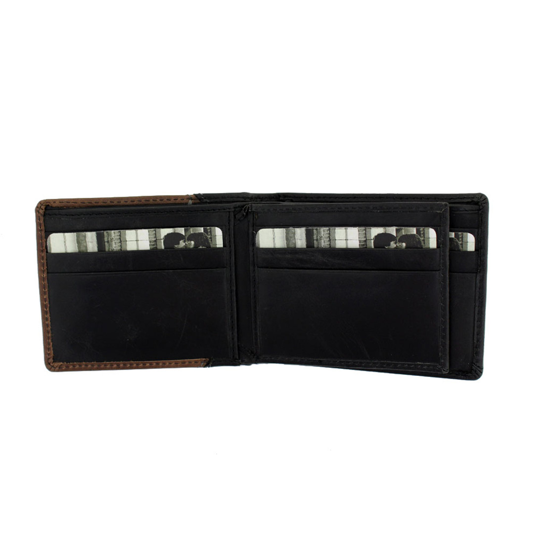 Black and Brown Men's Bi-Fold Genuine Leather Wallet Billfold - Purple ...