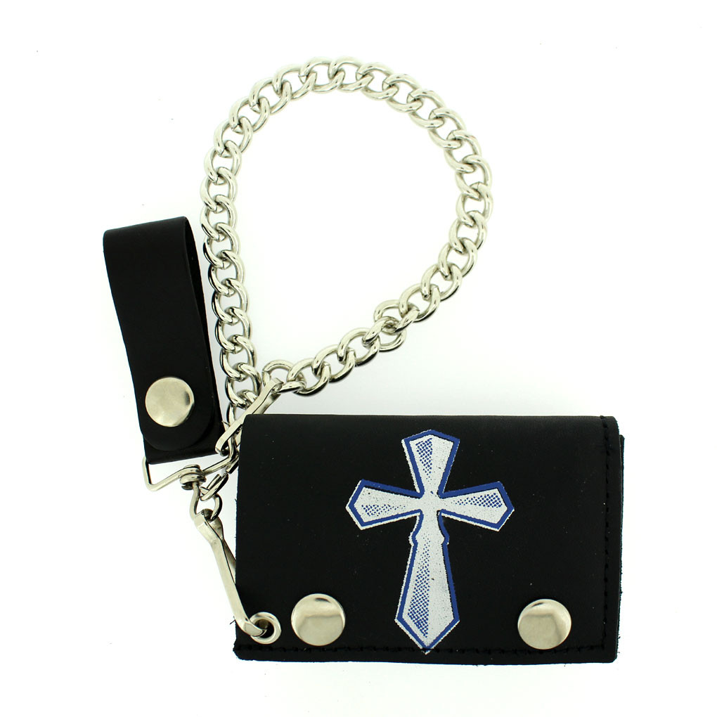 Cross screened on black trifold wallet.