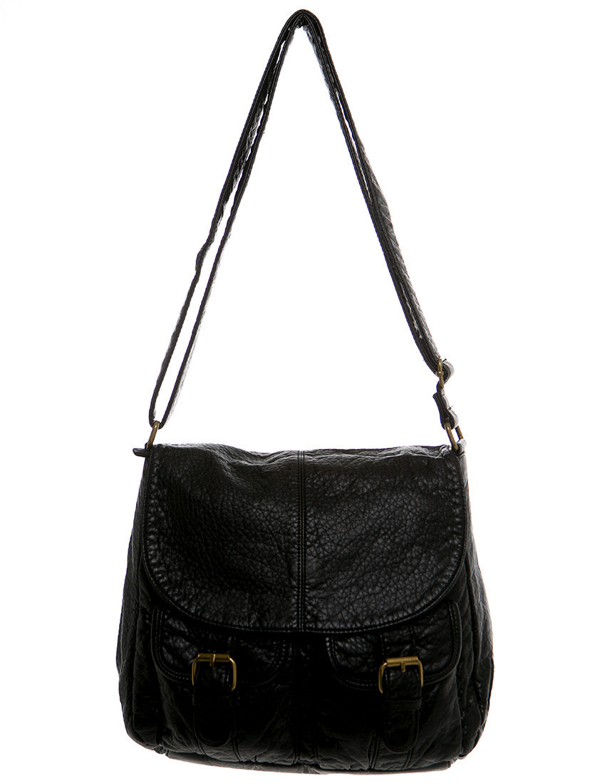 Black Purse The Lexi Crossbody Faux Leather Stonewashed Bag