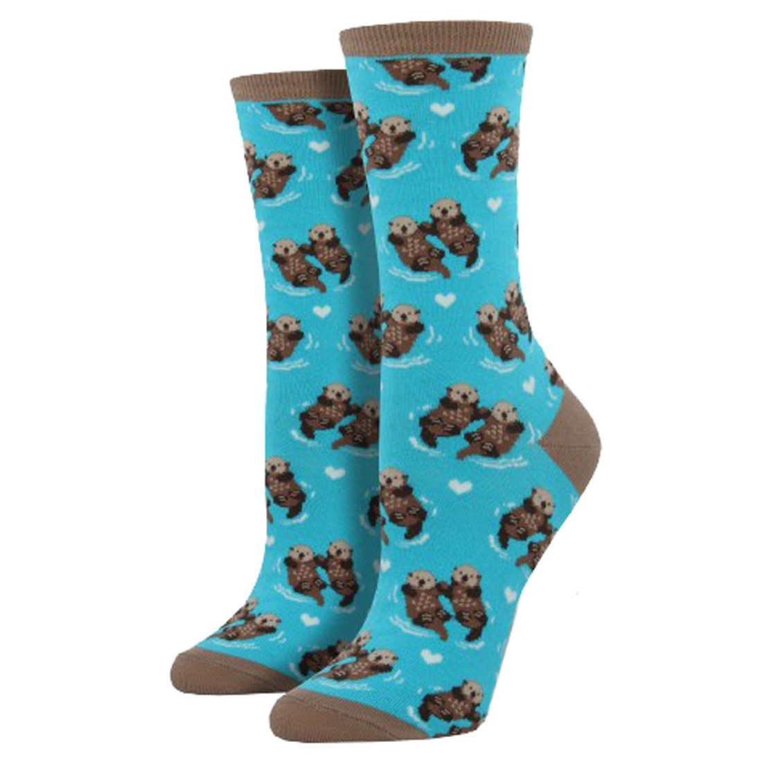Women's Crew Socks Significant Otter Turquoise Blue