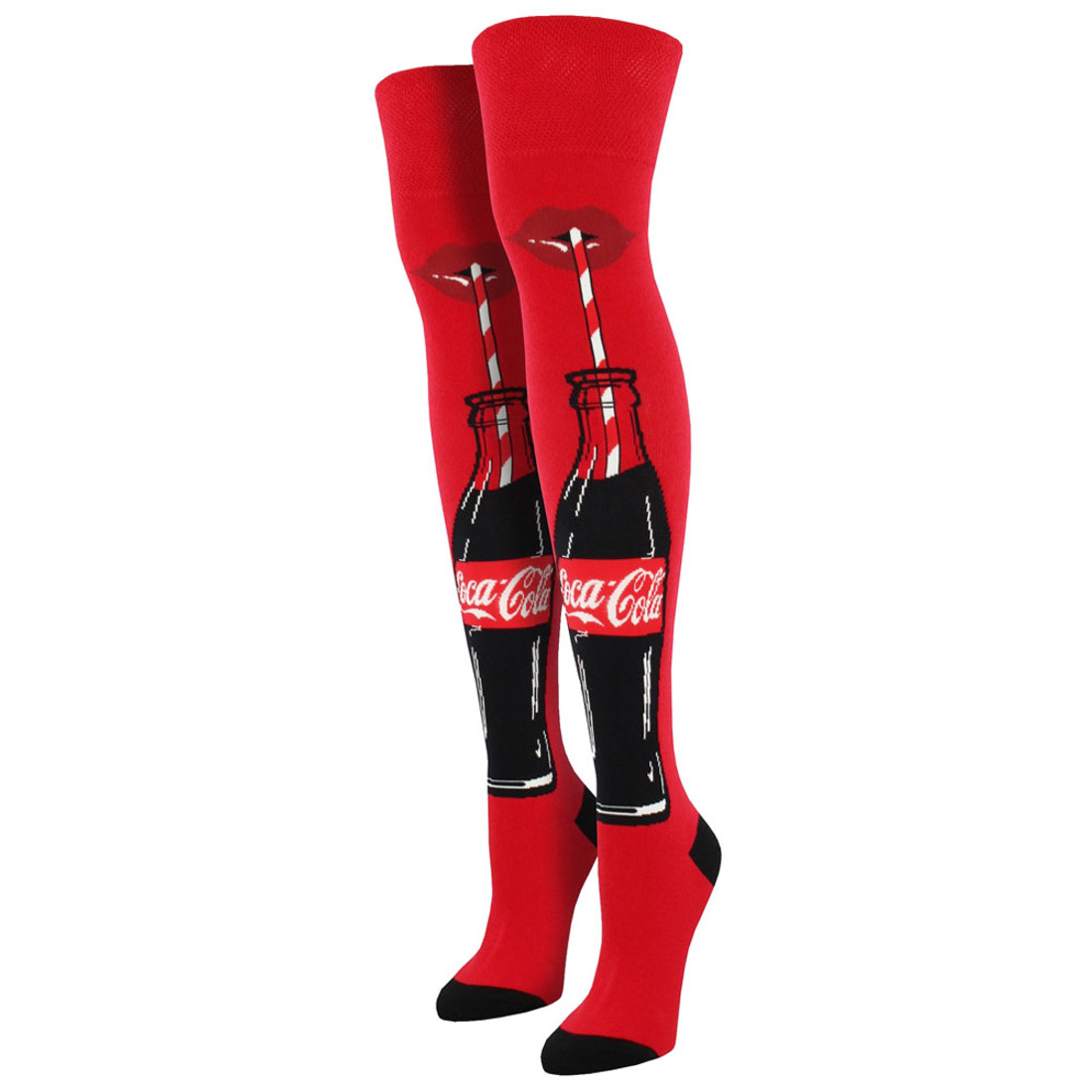 Women's Over The Knee Socks Coca Cola Coke Just A Sip Red