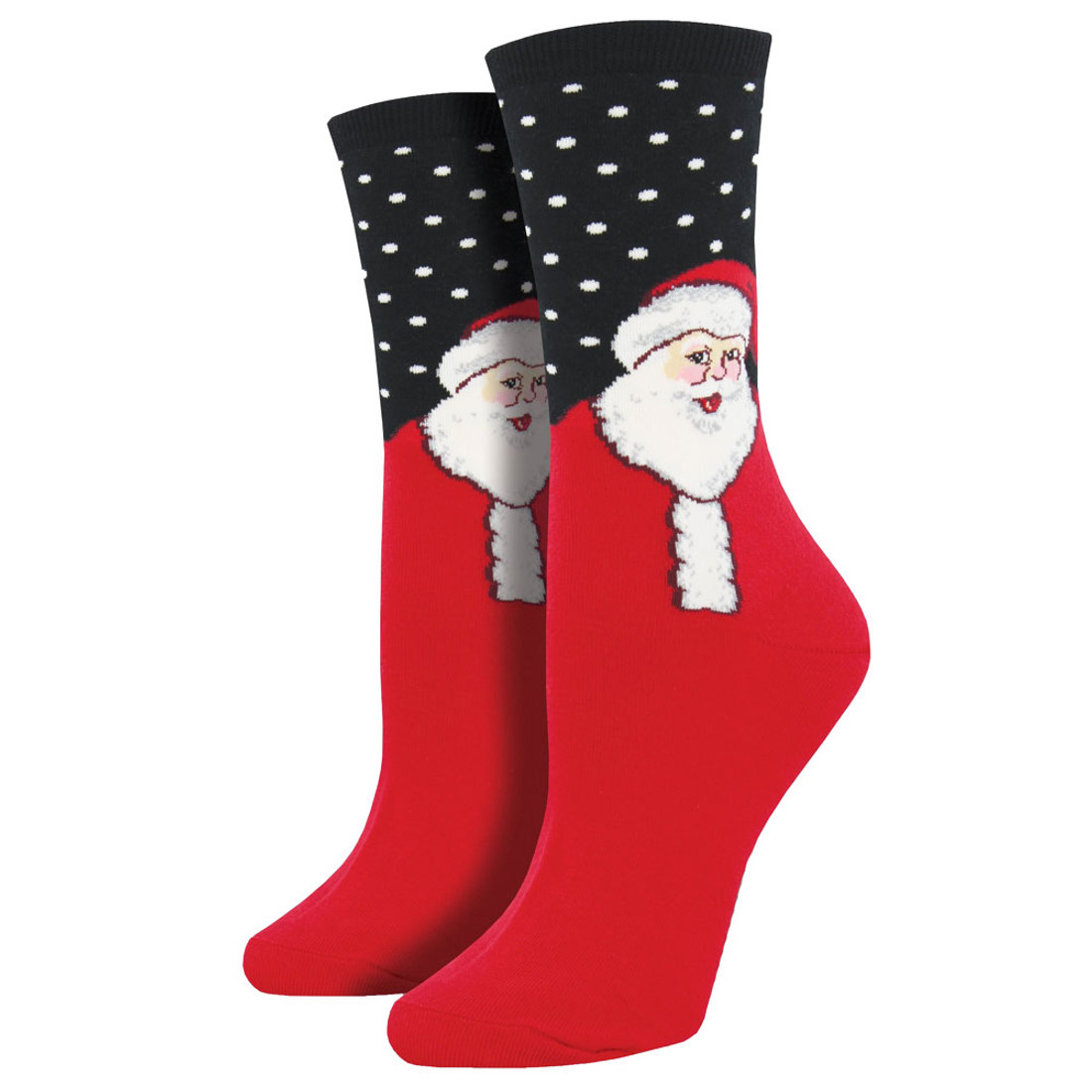 Women's Crew Socks Christmas Holiday Jolly Santa Claus