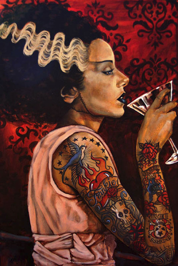 Bride Cocktail by Mike Bell Canvas Giclee Tattoo Art Print Frankenstein Monster