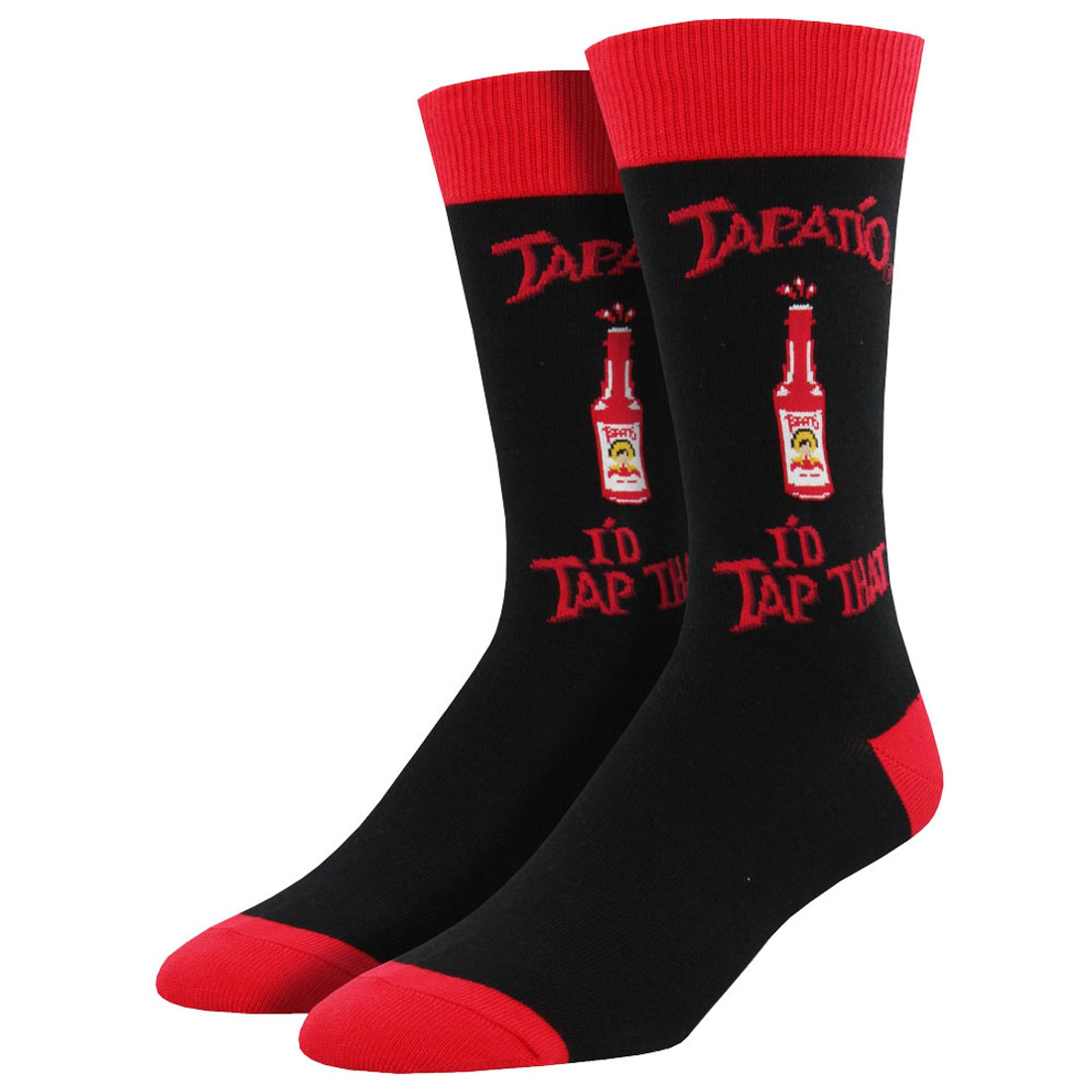 Socksmith Men's Crew Socks Tapatio I'd Tap That Hot Sauce Black