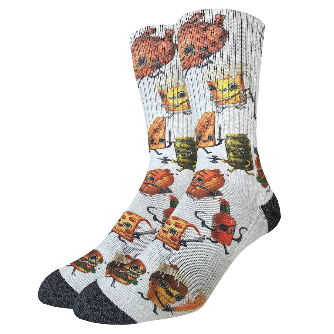 Men's Crew Socks Food Fight Novelty Active Footwear