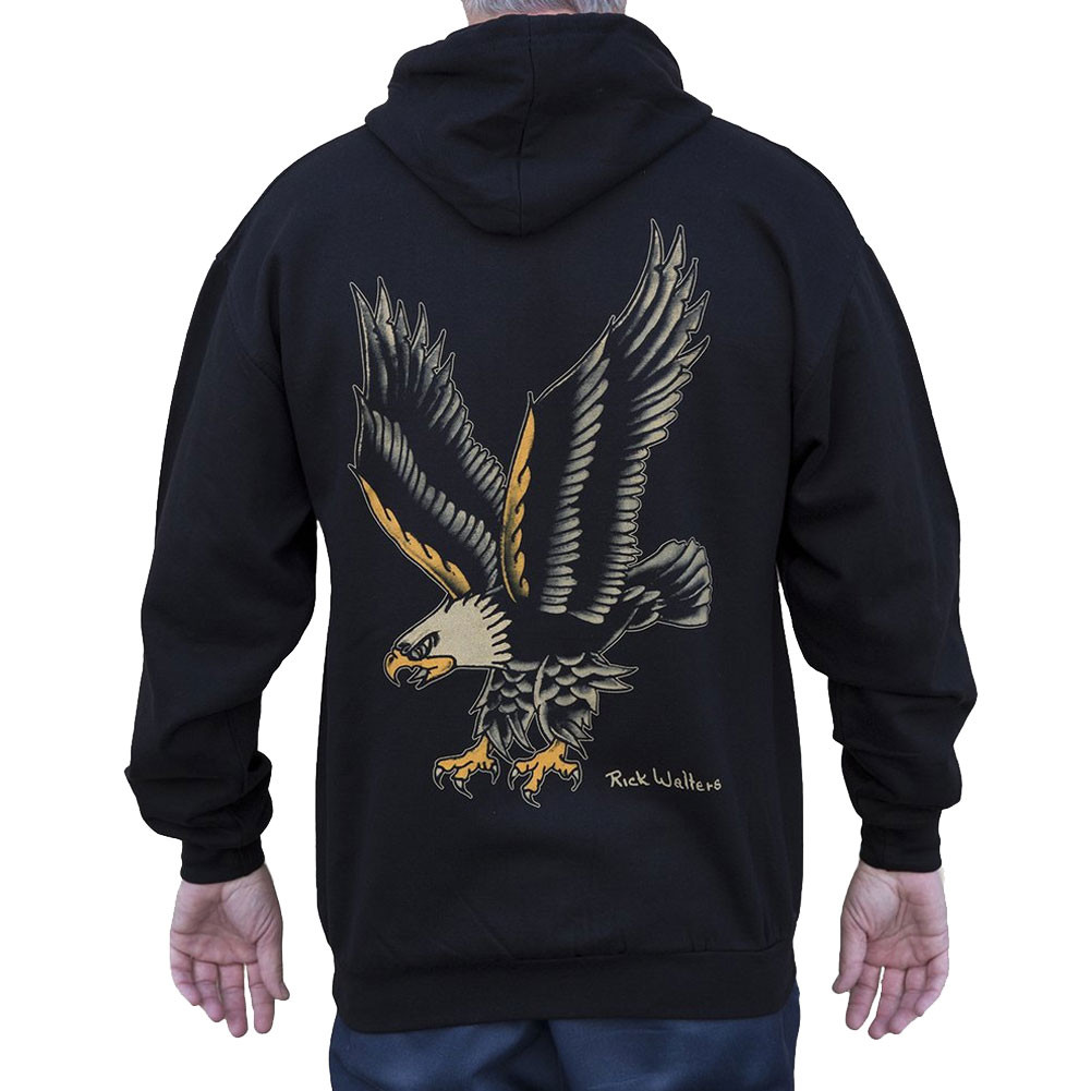 Eagle by Rick Walters Tattoo Art Men's Black Zip Hoodie Jacket