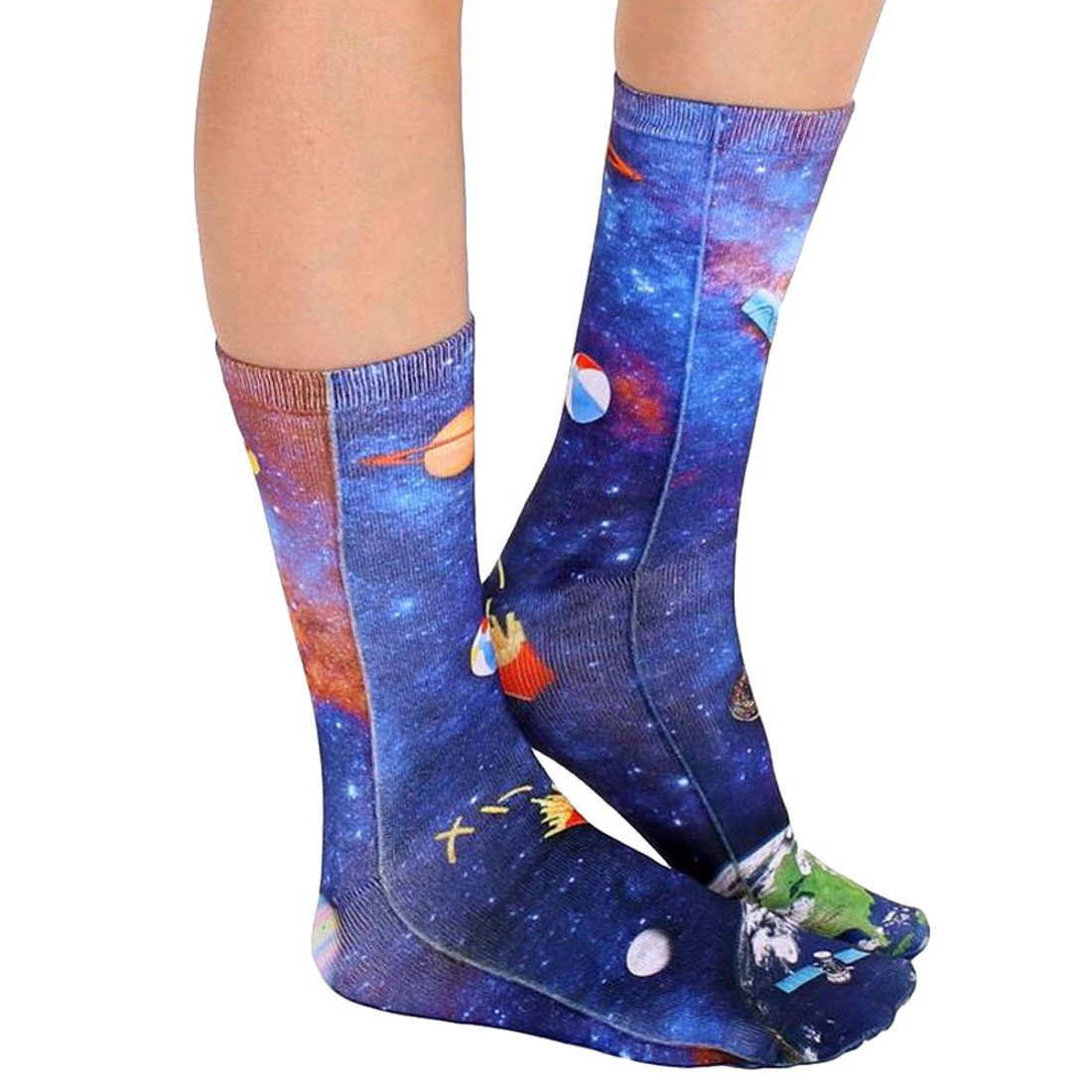 Unisex Men's or Women's Crew Socks Space Junk Planet Earth - Purple ...