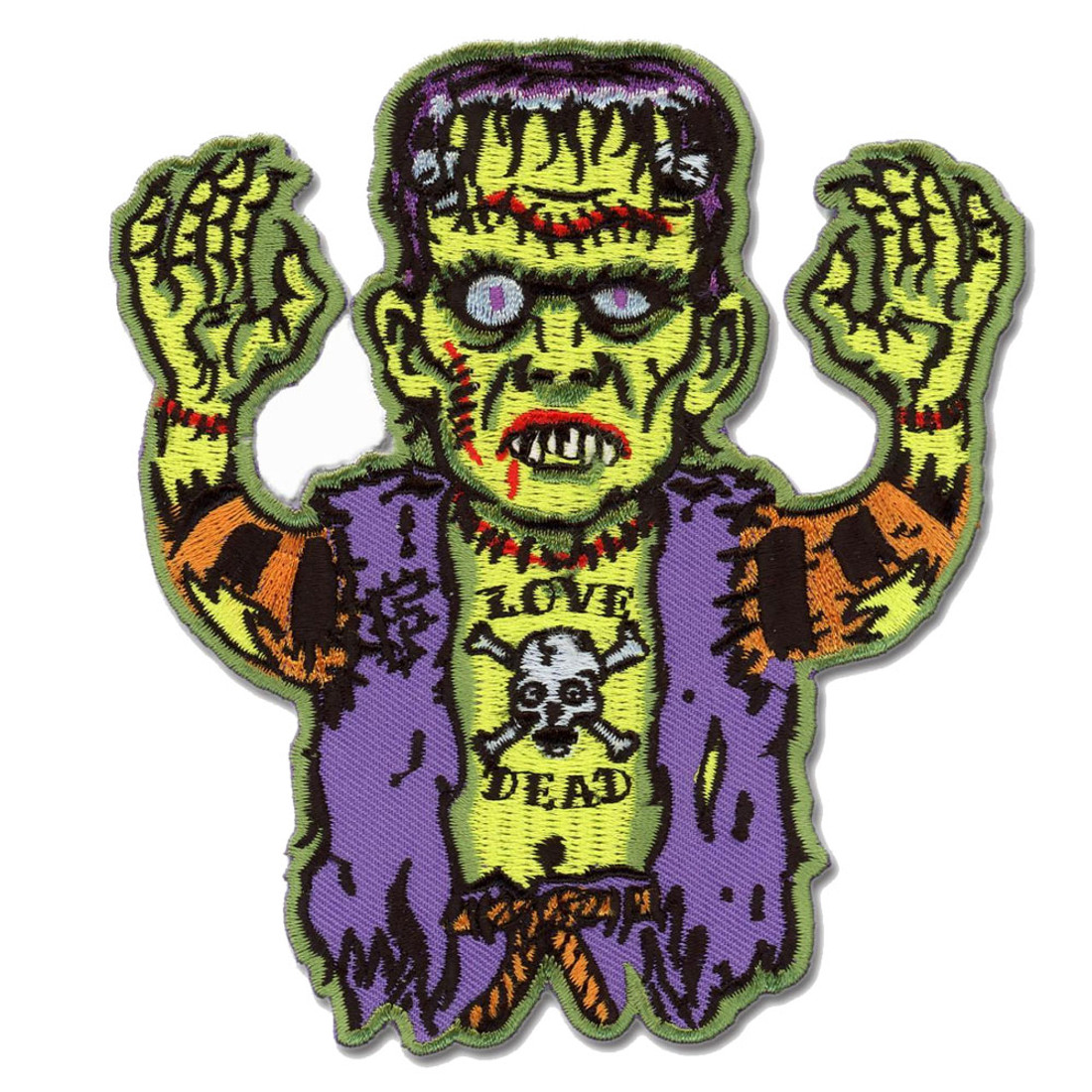 Love Dead Frankenstein Monster Patch Embroidered Iron On Applique