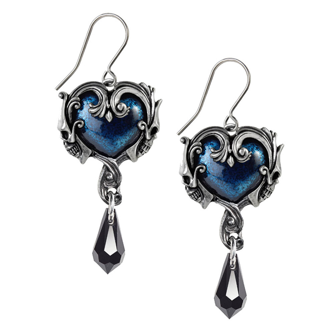 Alchemy Gothic Affaire Du Coeur Dangle Hook Earrings Pewter Jewelry E414