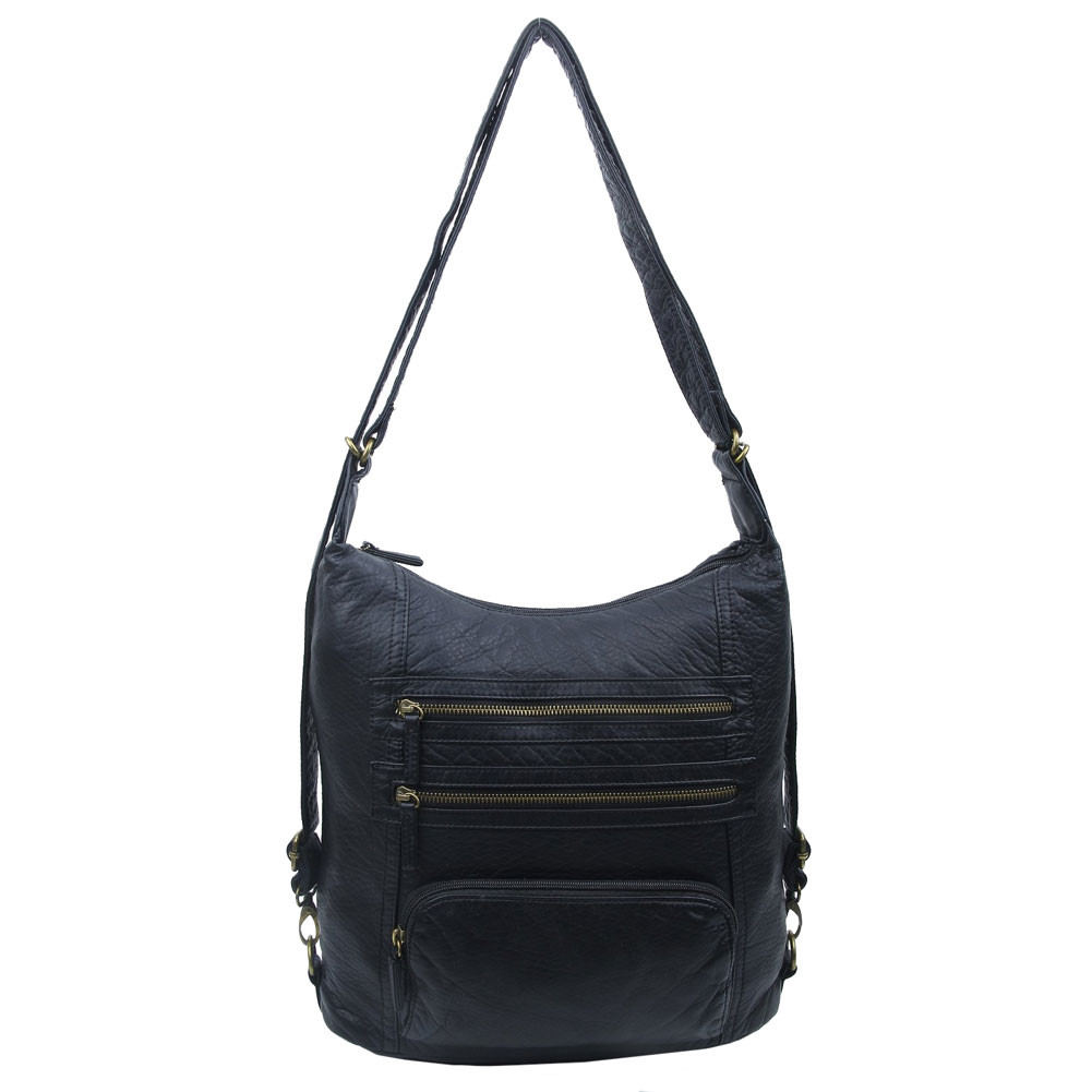 The Lisa Convertible Backpack Crossbody Purse Black