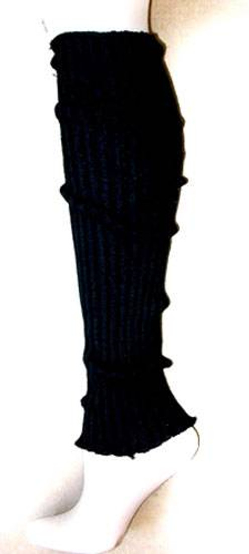 Women's Black Leg Warmers Footwear Heavy Cable Knit Leg Socks 22" Foot Traffic