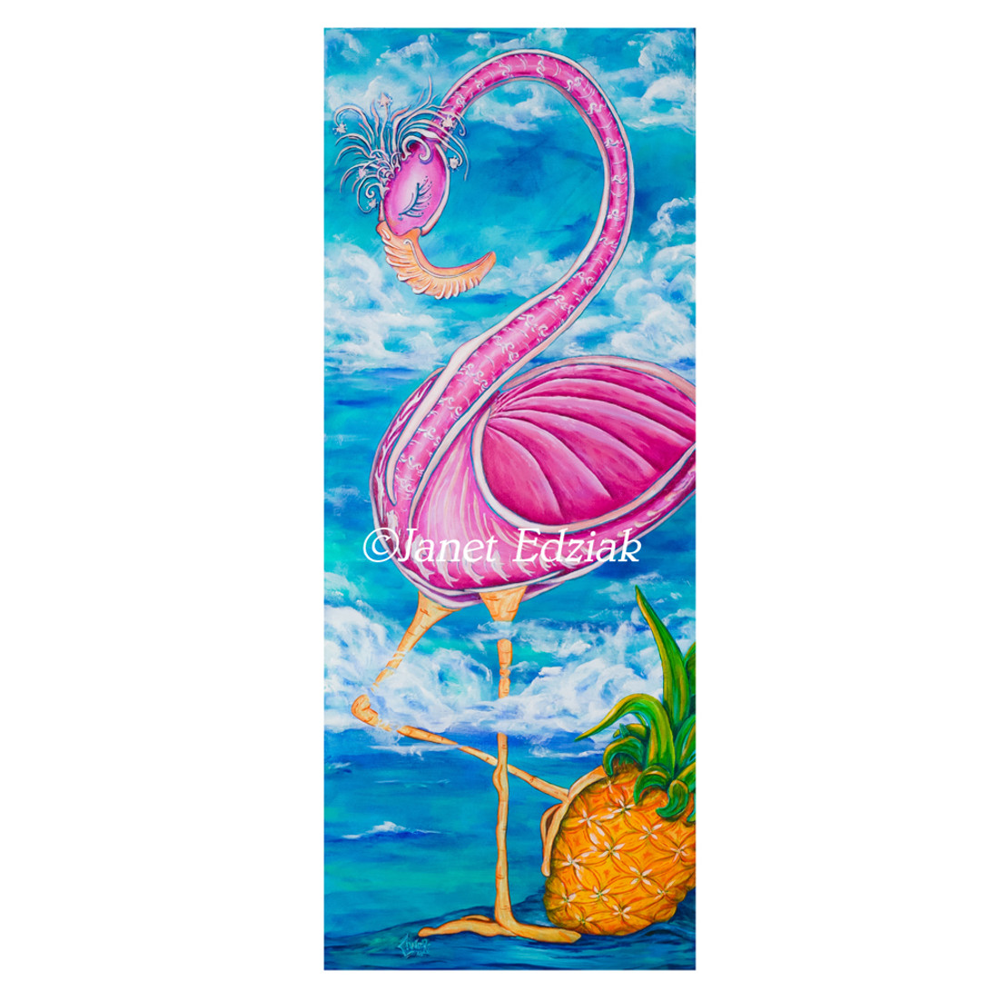 Janet Edziak Giclee Canvas Tropical Pink Flamingo