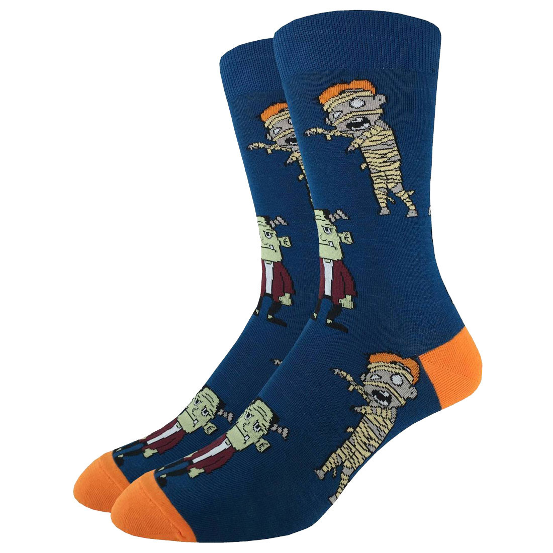 Men's Crew Socks Halloween Monsters Frankenstein and The Mummy