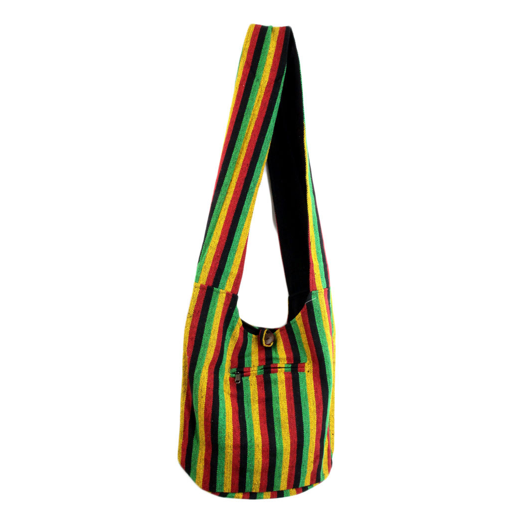 Striped Bohemian Reggae Black Rasta Purse Hobo Shoulder Sling Bag