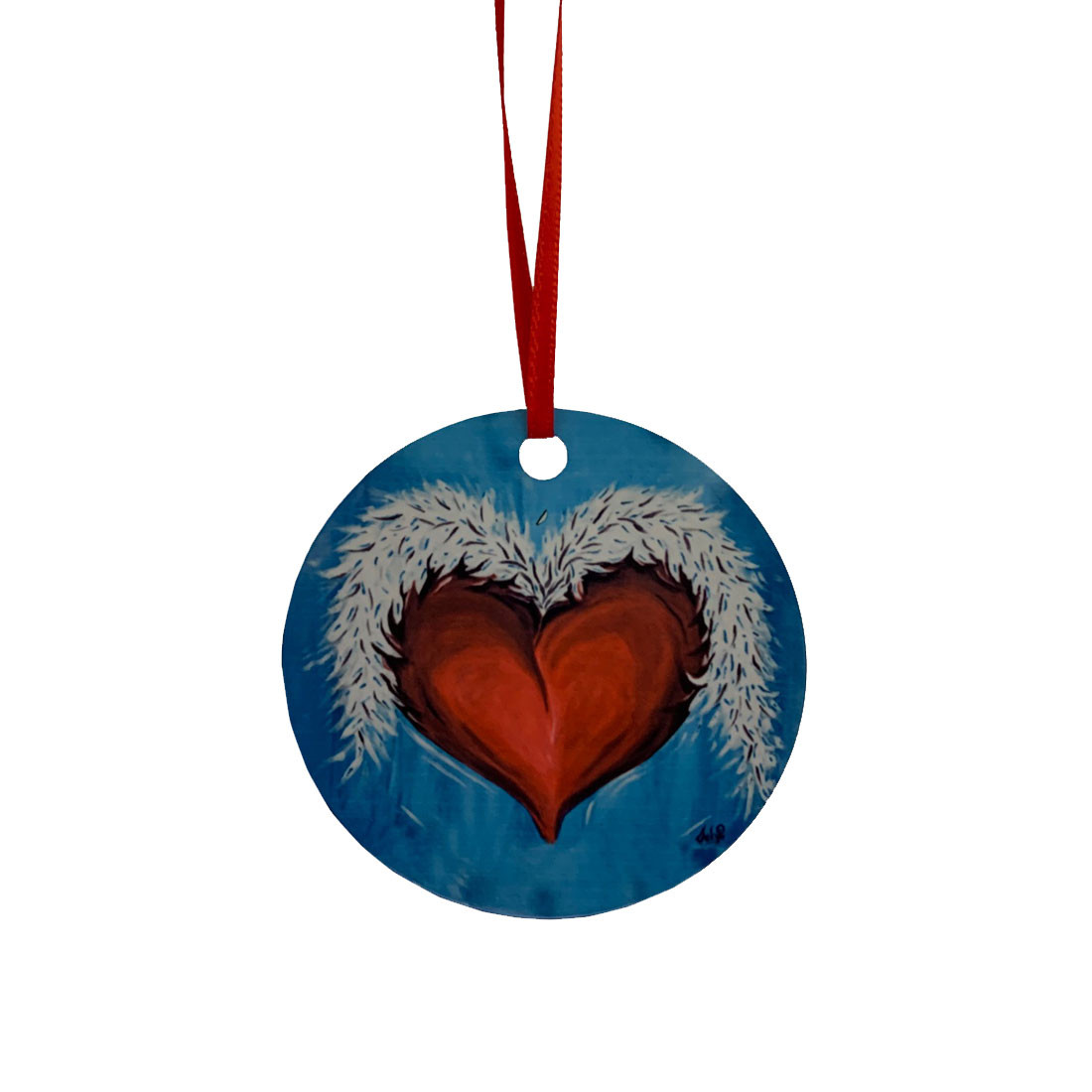 Heart and Wings Metal Hanging Ornament Christmas Tree Decor