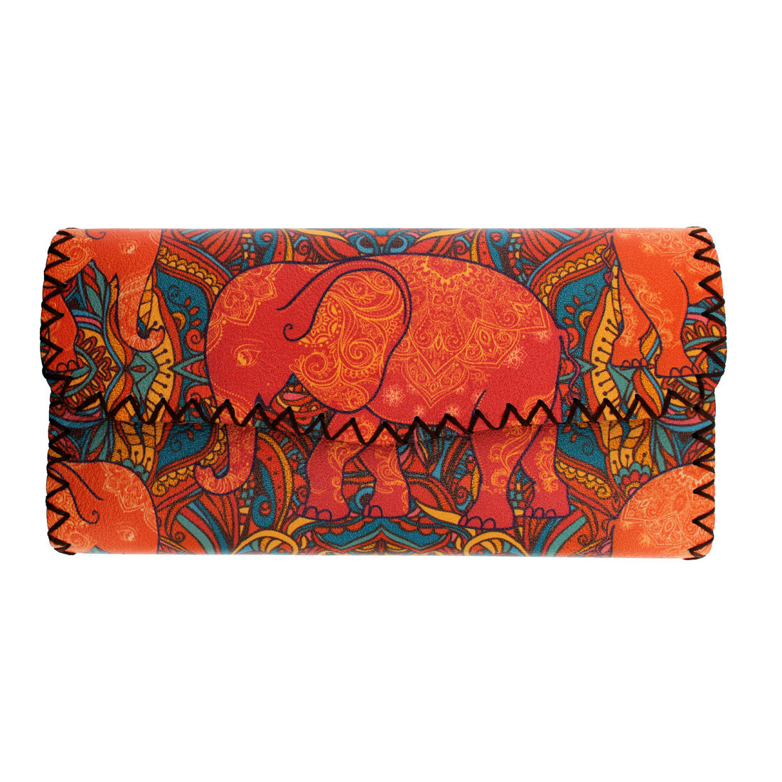 Orange Elephant  with Colorful Bohemian Style Design Wallet 