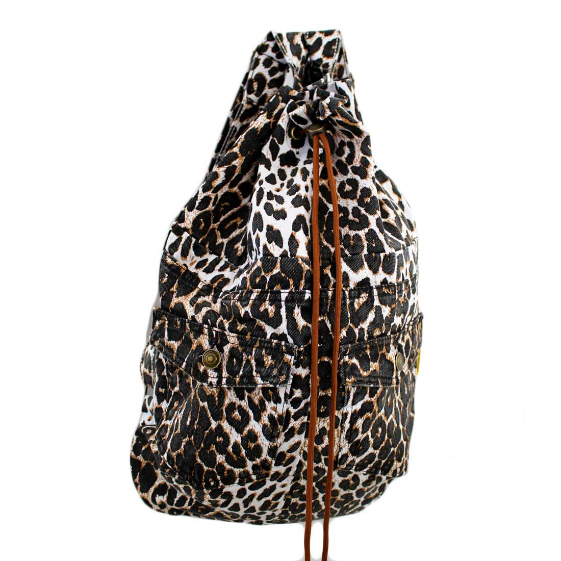 Jean Backpack Sack with Drawstring Leopard 