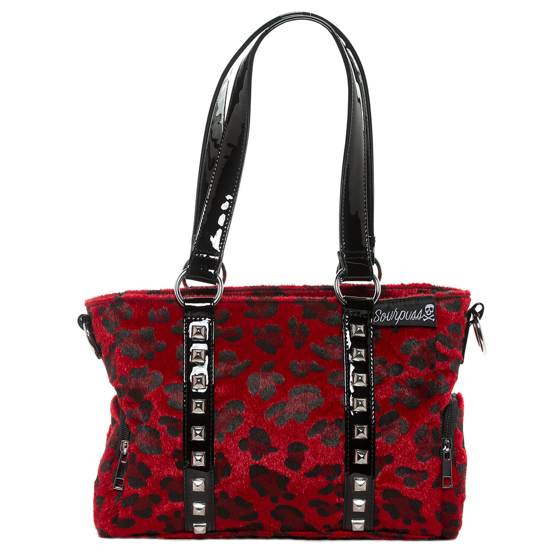 Sourpuss Purse Mini Leda Red Leopard Stud Crossbody Shoulder Bag