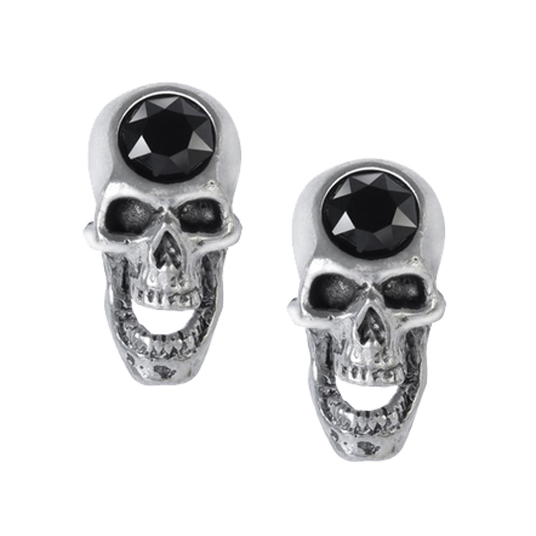 Alchemy Gothic Screaming Skulls Stud Earrings Pewter Jewelry E427