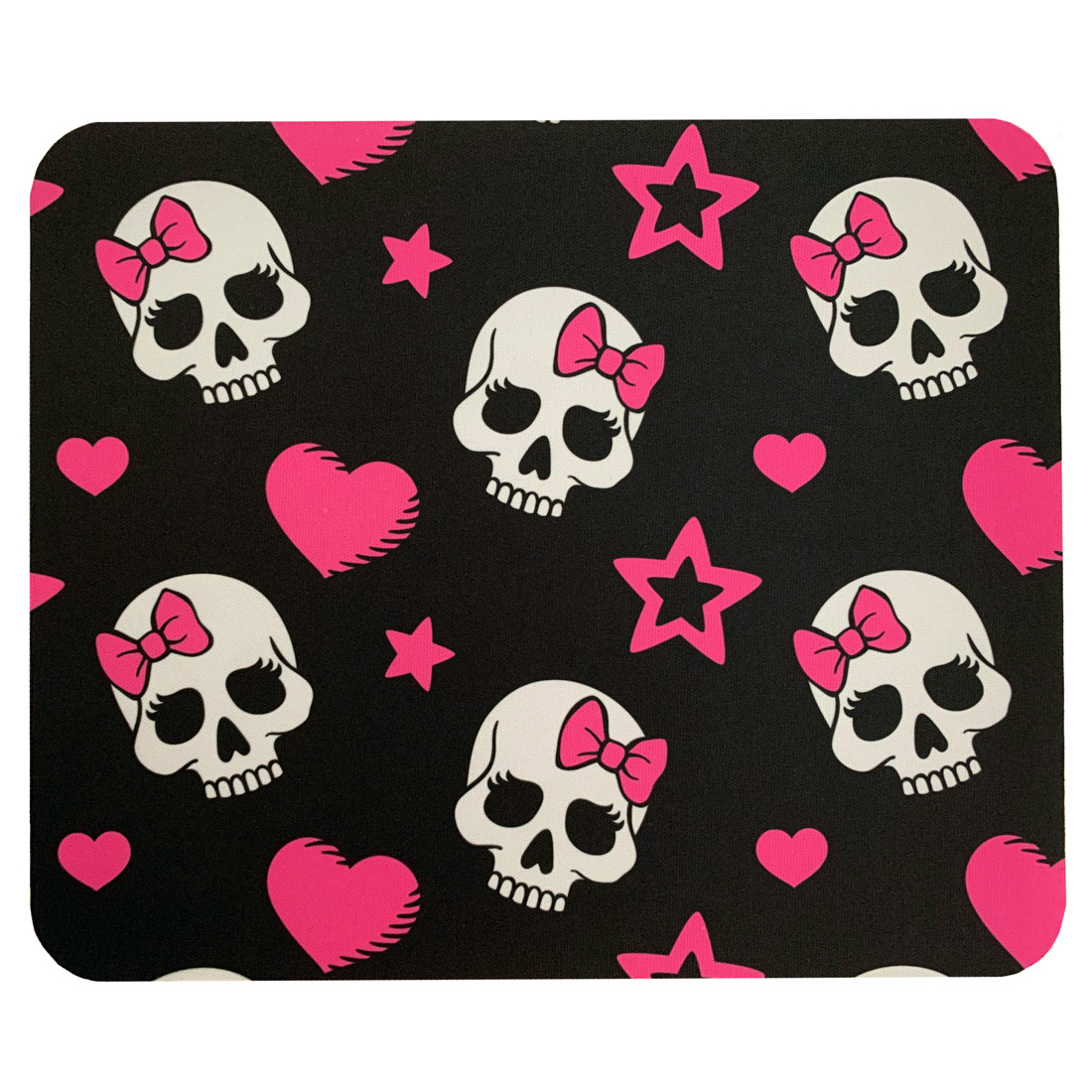 Girly Skull with Pink Bow Mouse Pad