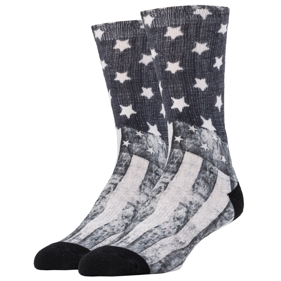 Men's Crew Socks Black and White American Flag