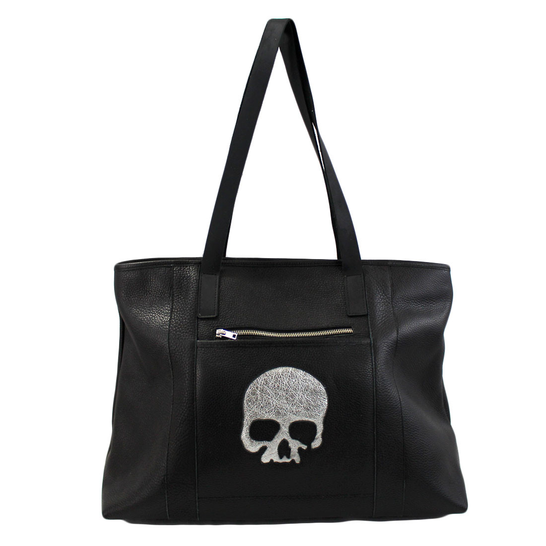 BLACK LEATHER TRAVEL BAG W/SKULL | PURPLE LEOPARD BOUTIQUE