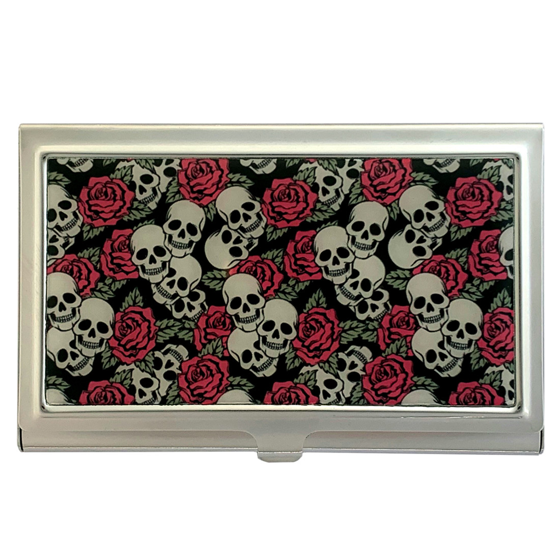 Small Skull and Roses Business Card Case