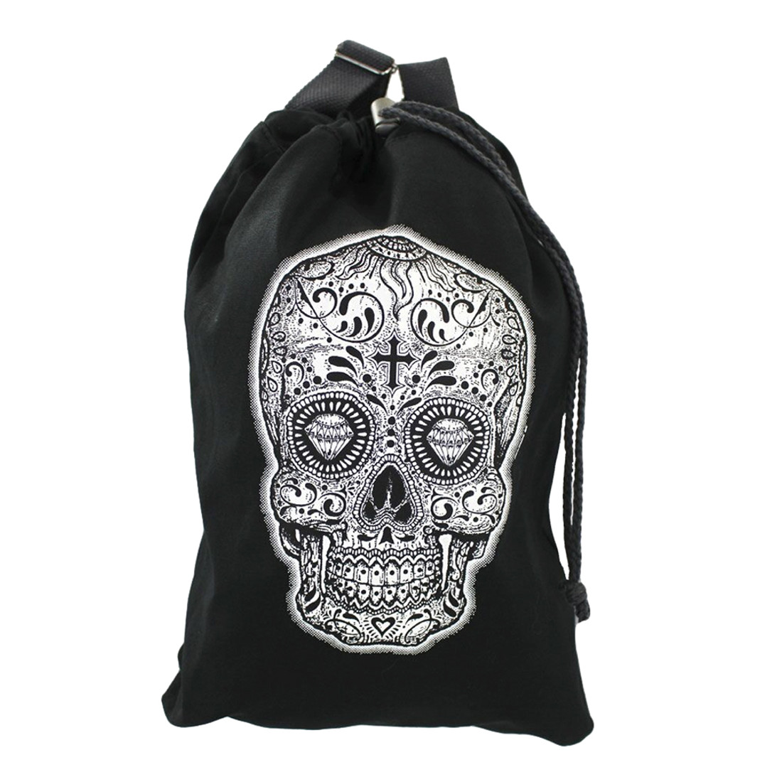 White Skull Cinch Backpack Purse