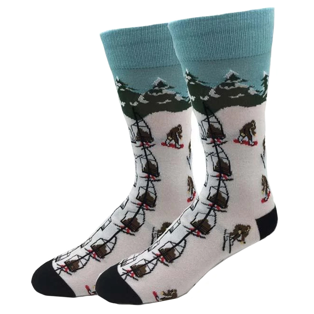 Skiing Bigfoot Men's Crew Socks