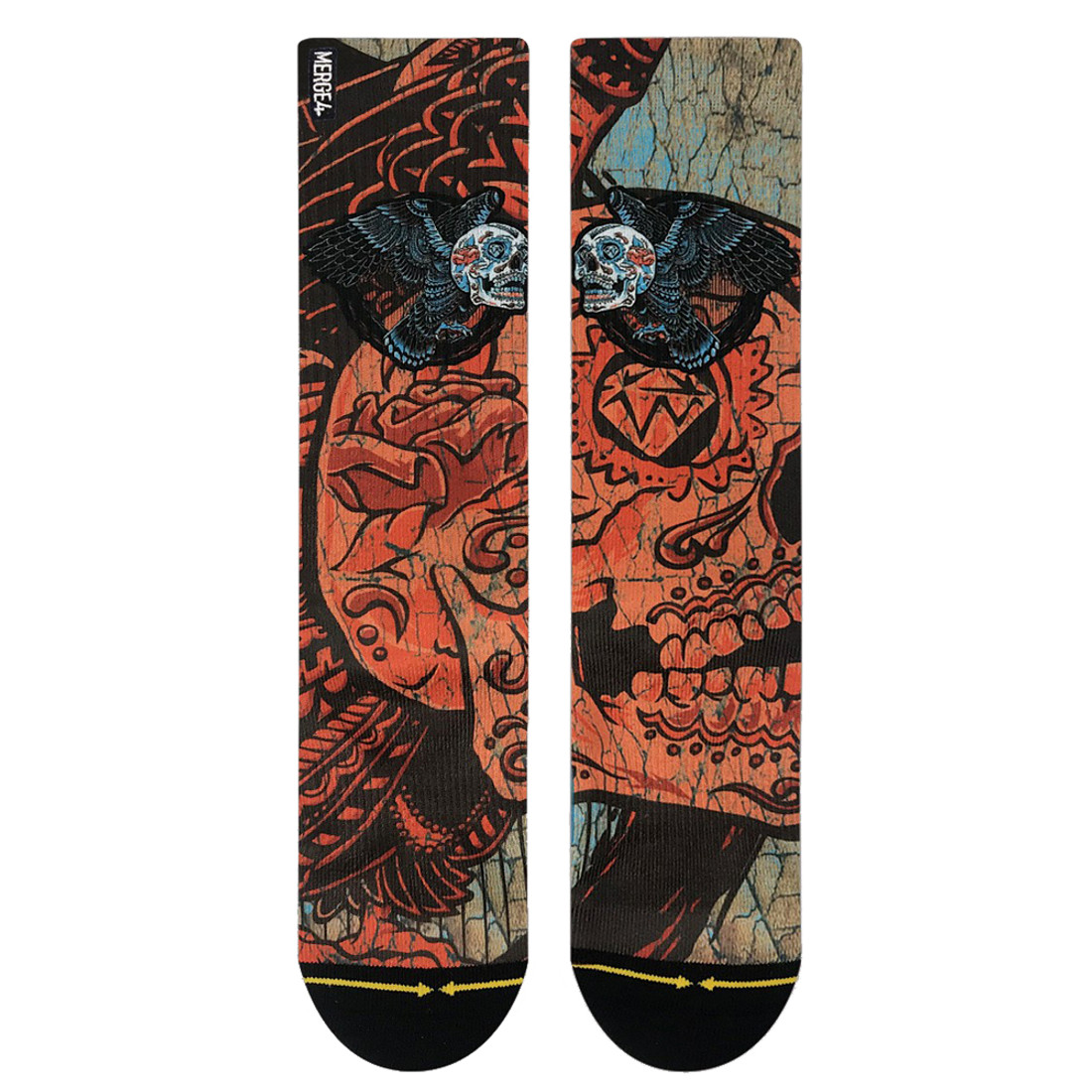 Slogan Skull Bird Men's Crew Socks