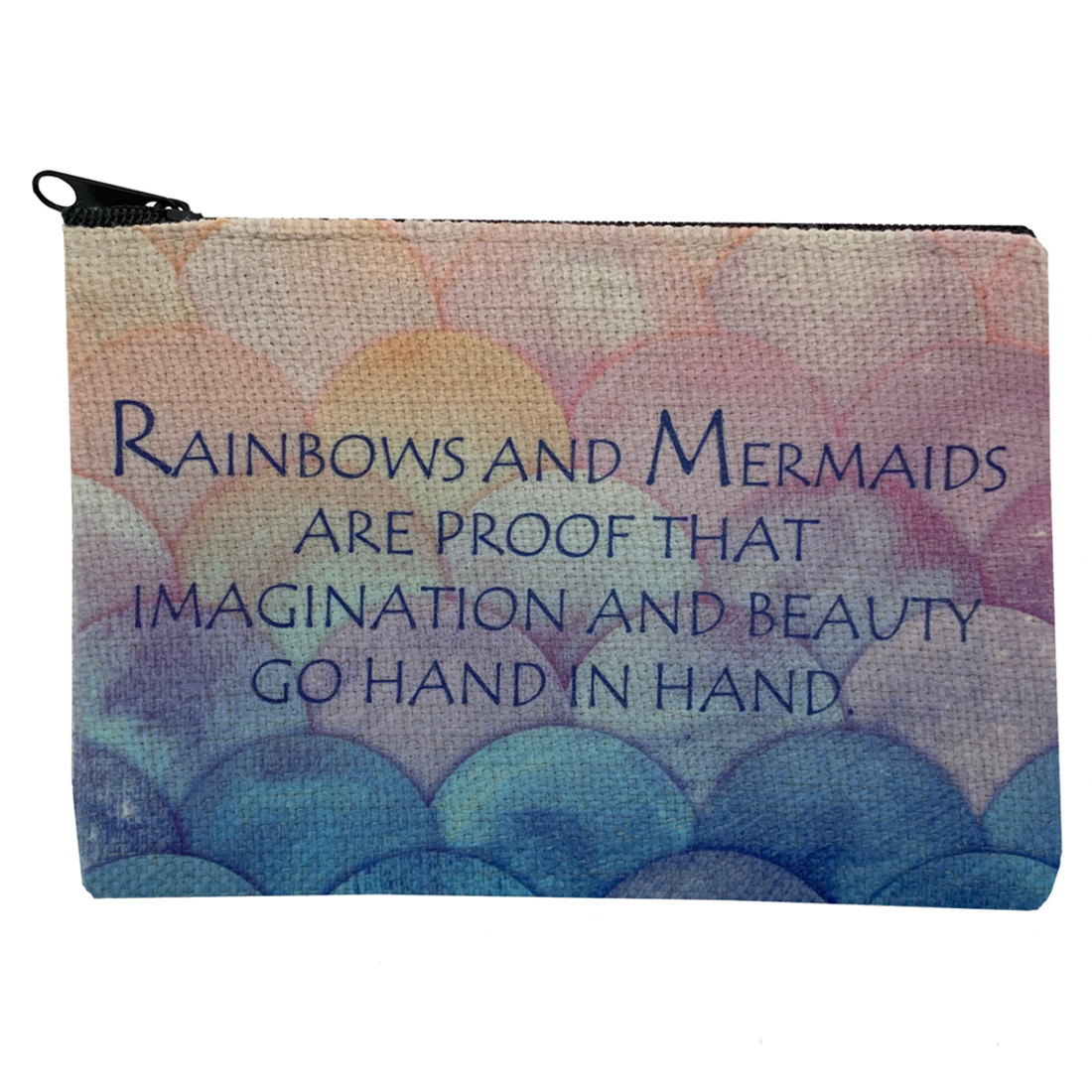 Rainbows and Mermaids Small Linen Makeup Bag