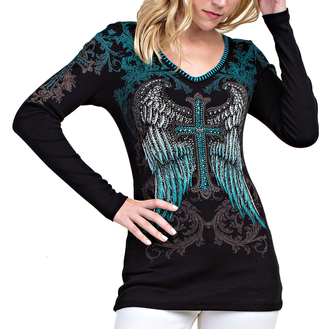 Vocal Apparel Cross Wing Top