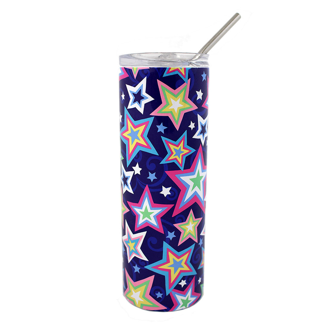 Colorful stars stainless steel tumbler. 