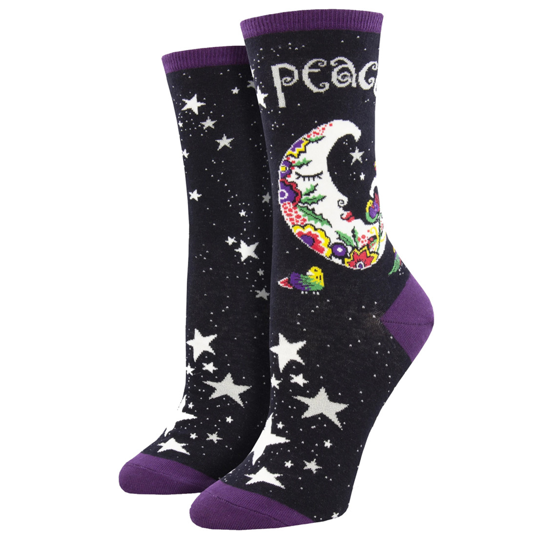 Laurel Burch Peaceful Moon Women's Crew Socks