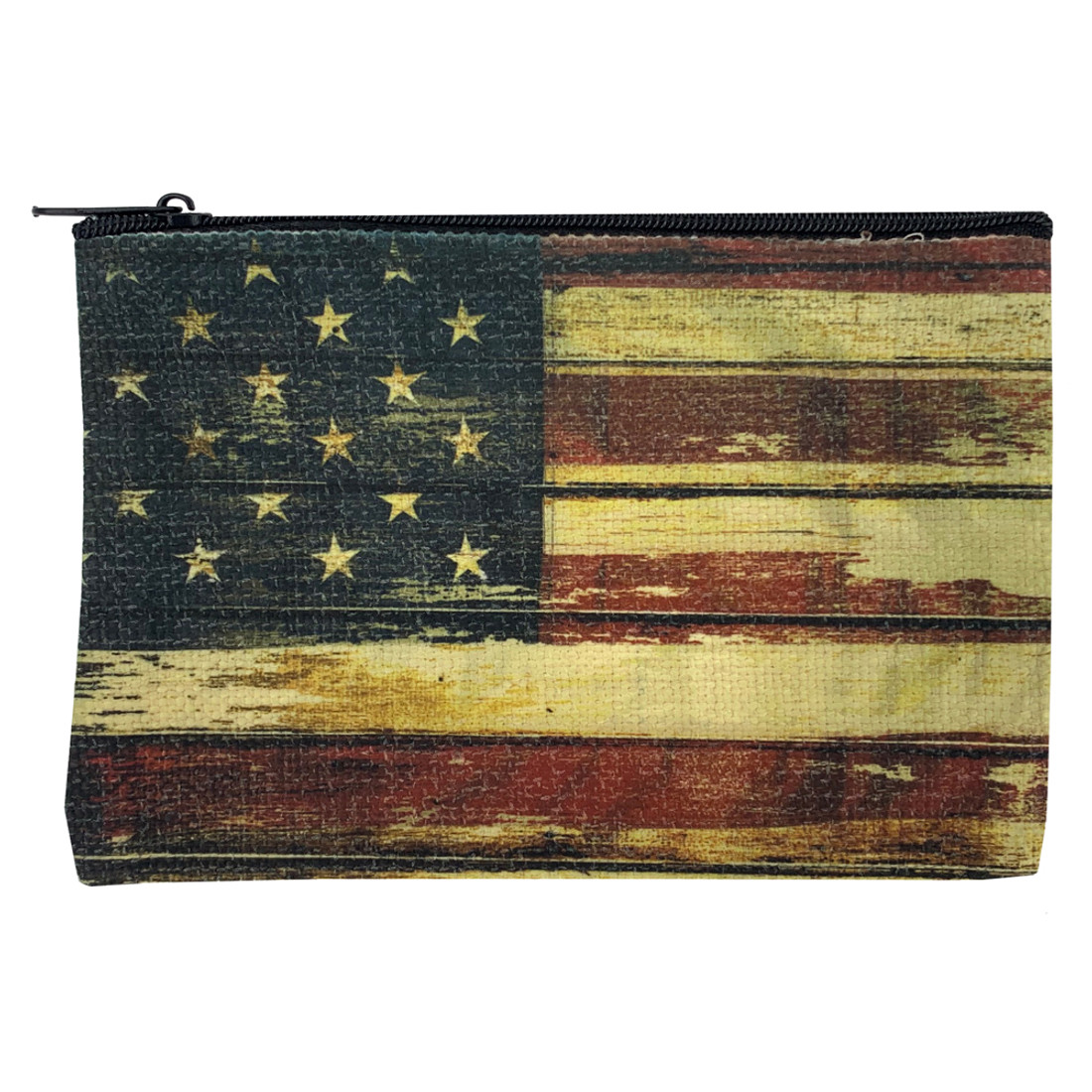 American Flag Small Linen Zippered Pouch