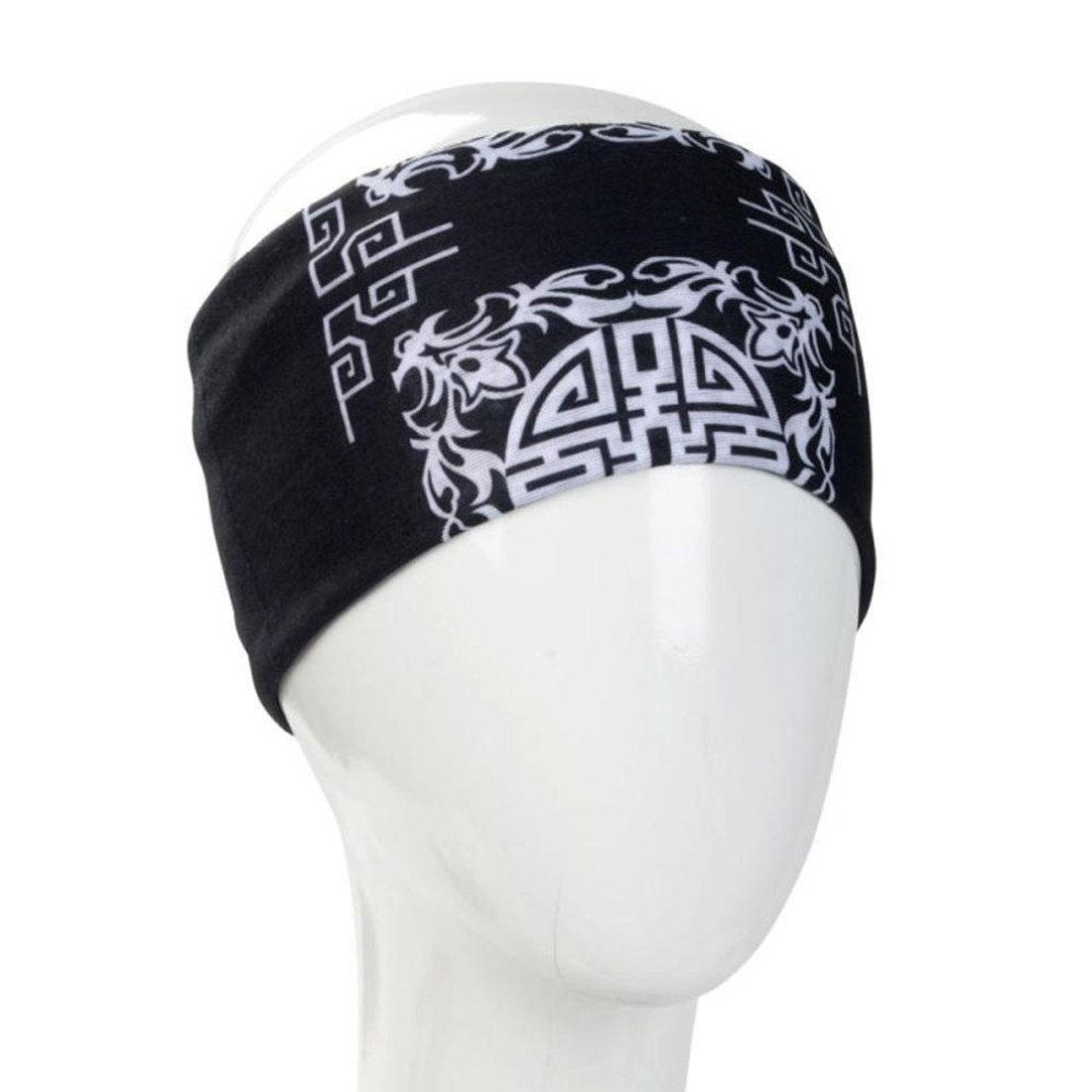Black mandala bandana headband. 
