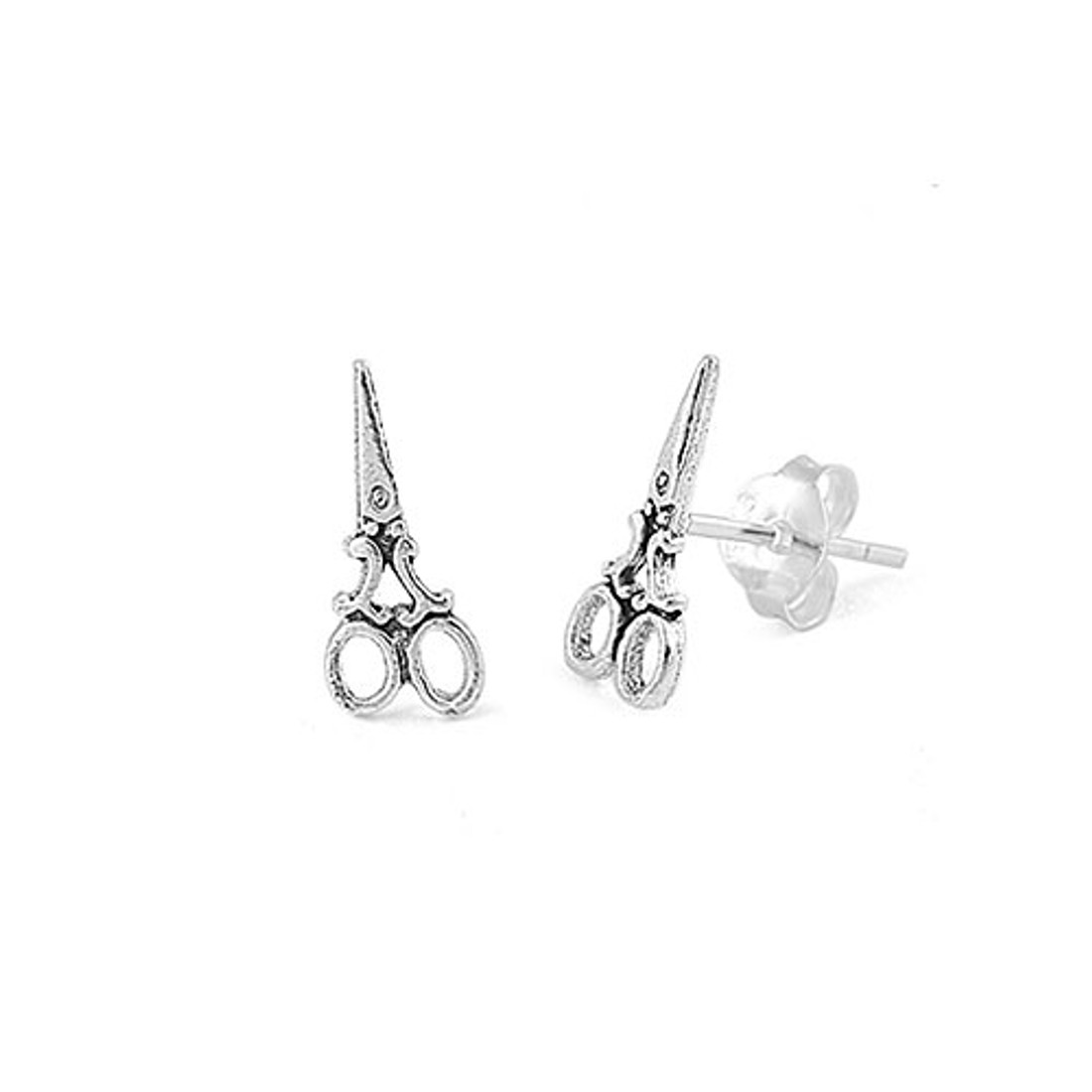 Sterling silver scissors stud earrings. 