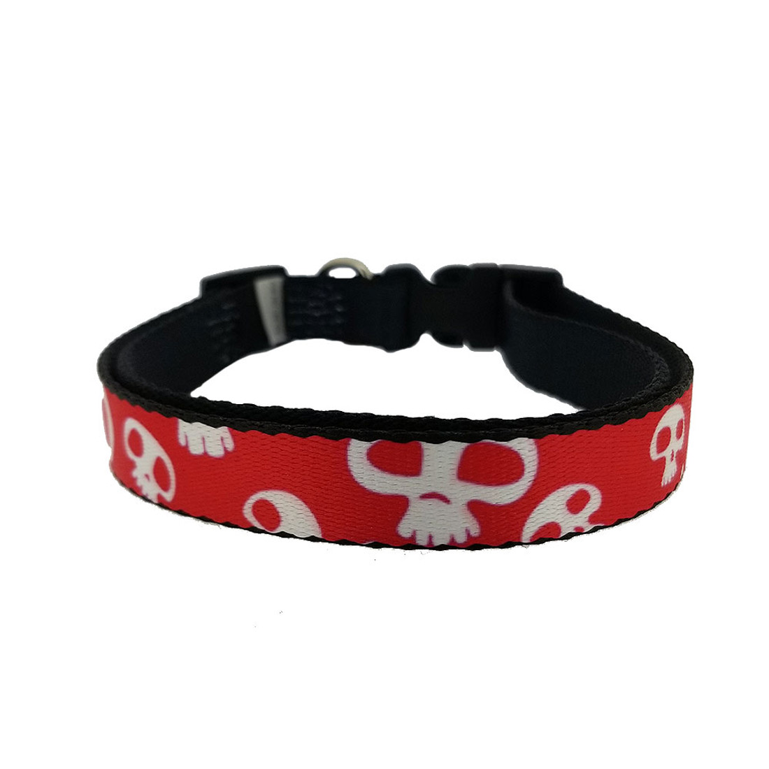 Red and white skull print dog collar.  