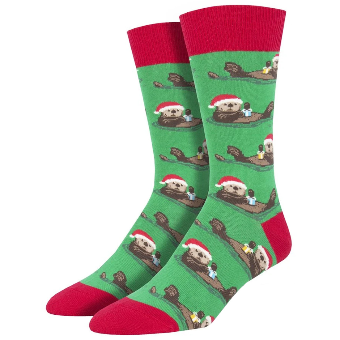 Otterly Merry Holiday Men's Crew Socks