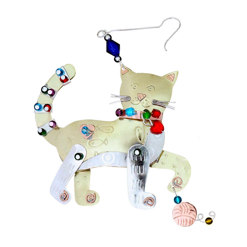 Sassy Cat metal Christmas ornament. 