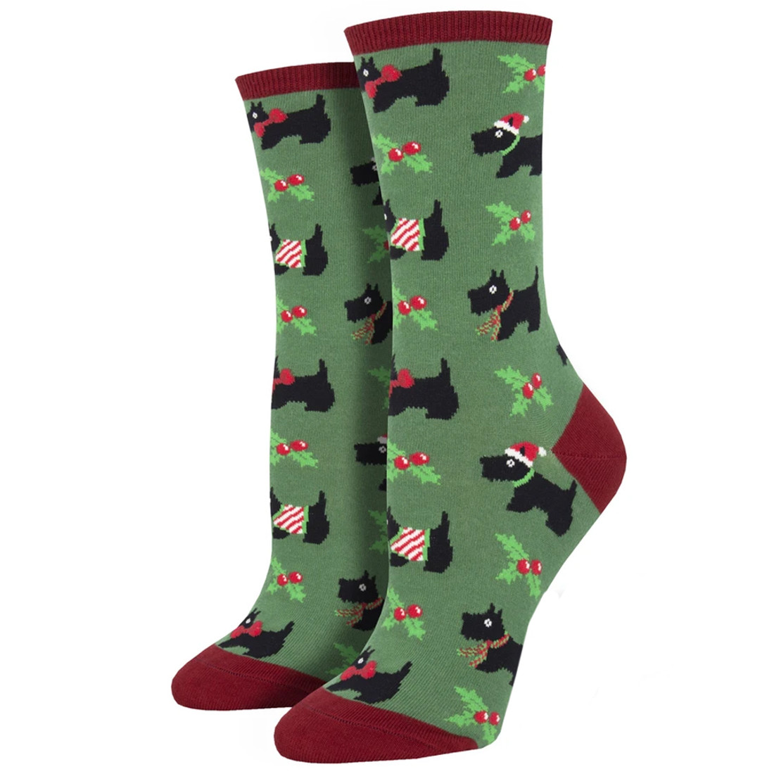 Scottish Terrier Scotties Holiday Women's Crew Socks