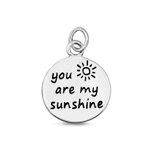 "You are my sunshine" round sterling silver pendant. 