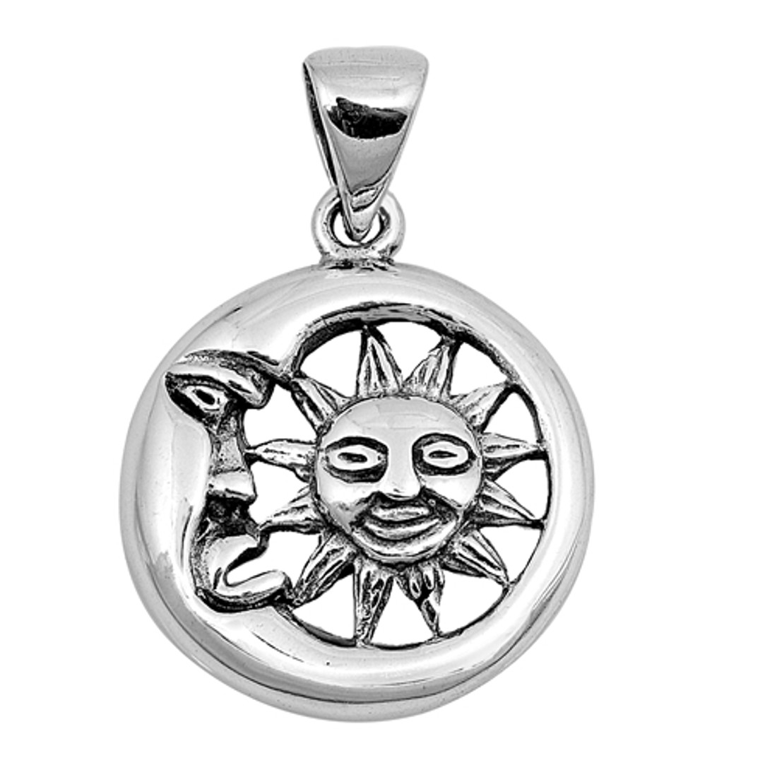 Sun and moon sterling silver pendant. 