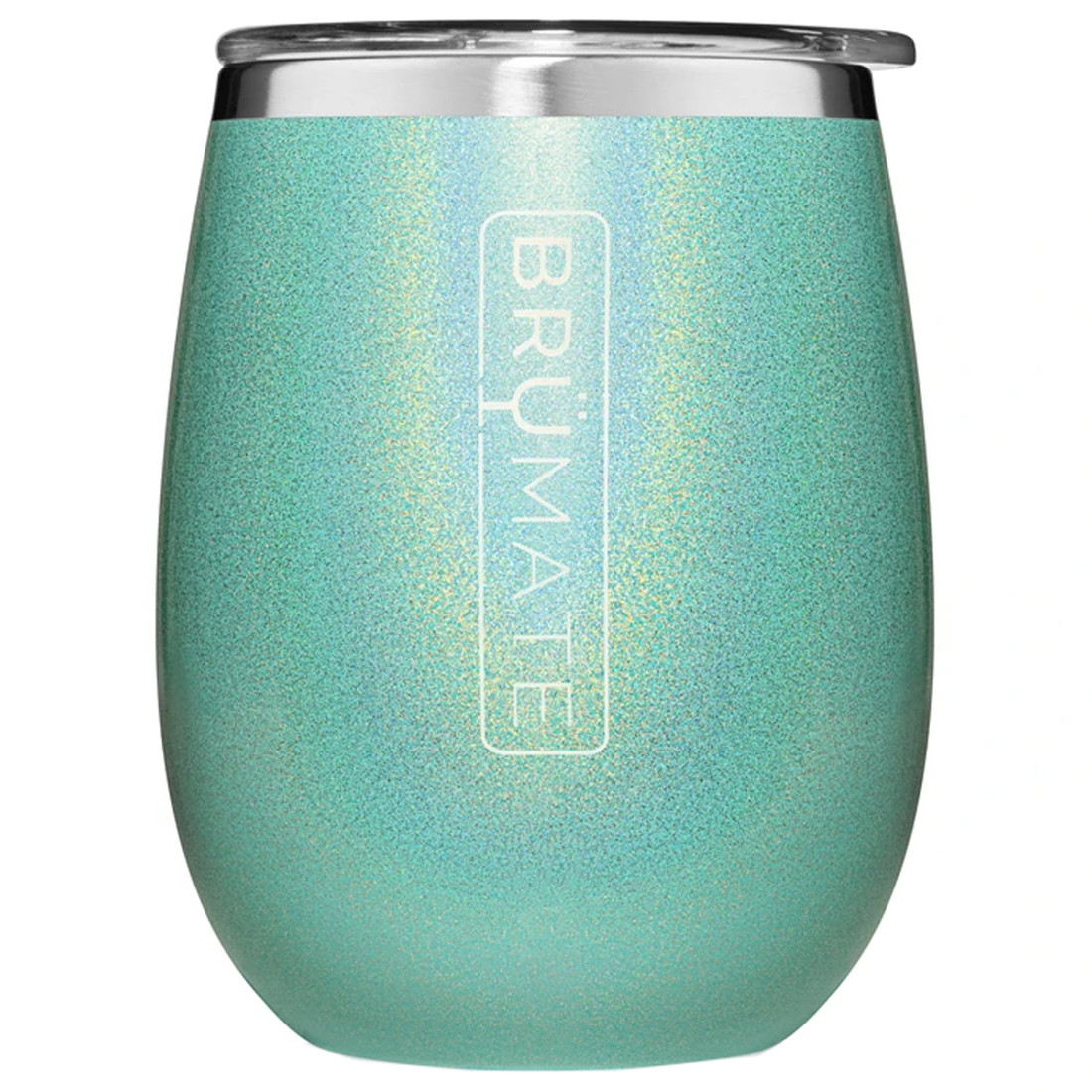 BruMate Uncorked Insulated Wine Tumbler Glitter Aqua