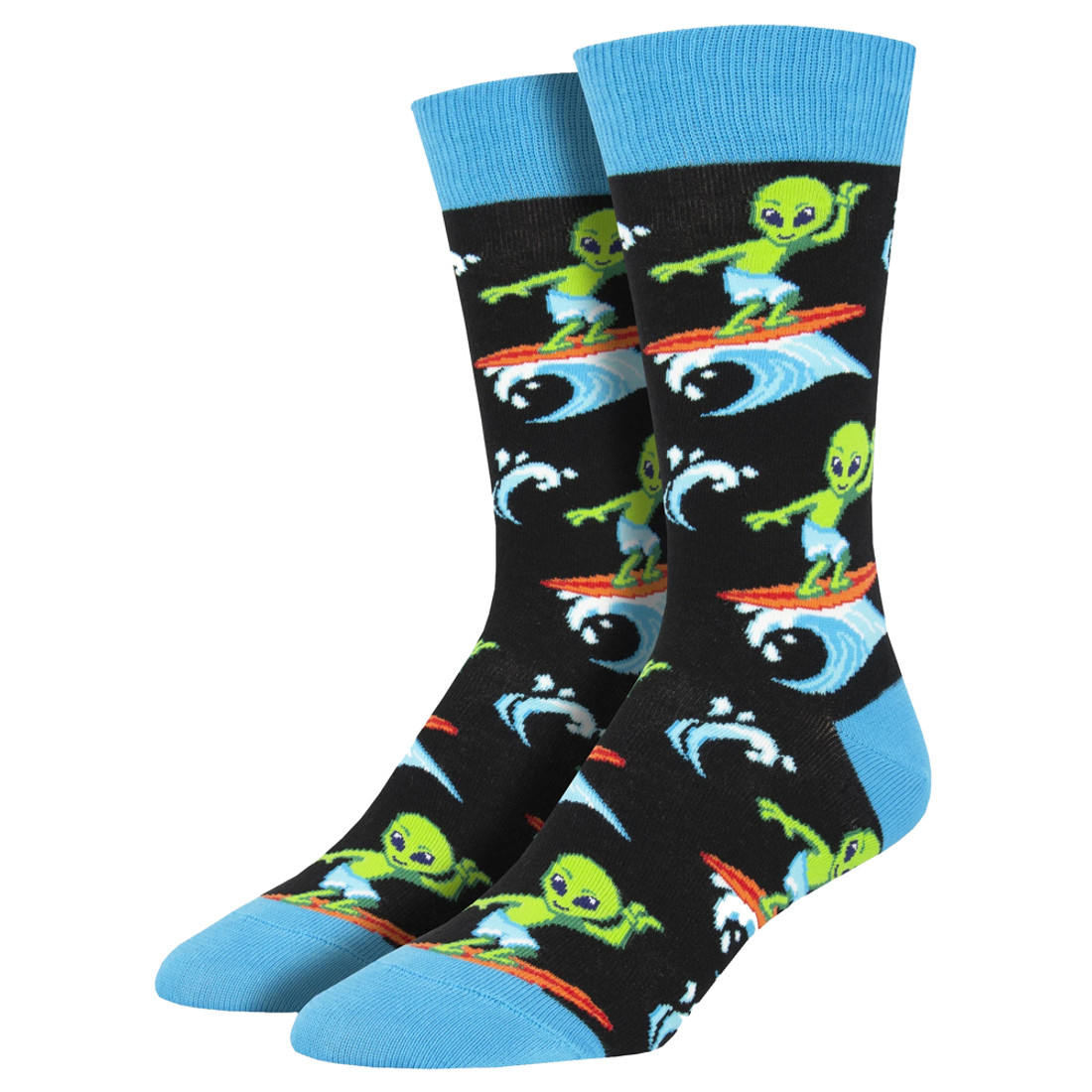 Surfing the Galaxy Alien Men's Crew Socks