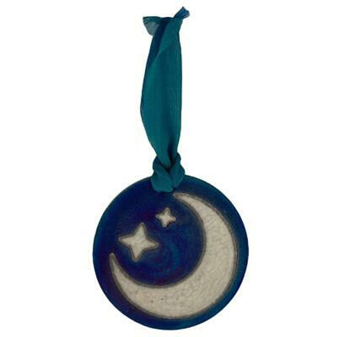 Crescent Moon Raku Ornament