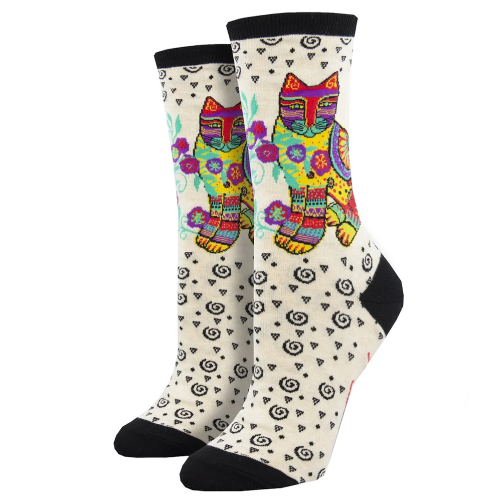 Laurel Burch Maya Cat Women's Crew Socks