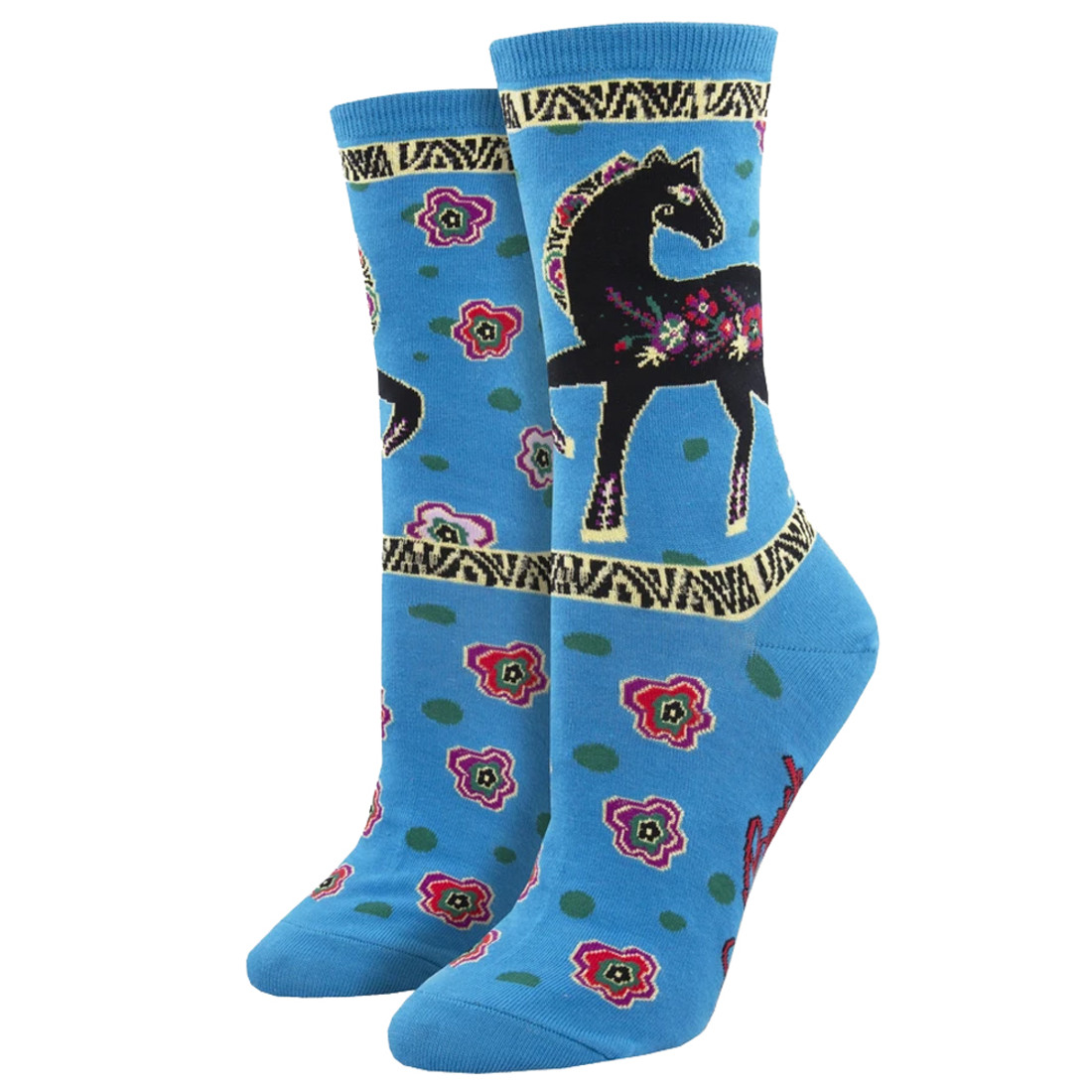 Laurel Burch Floral Horse Women's Crew Socks