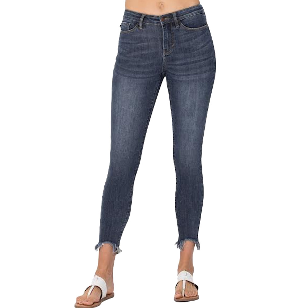 JUDY BLUE SHARK BITE HEM JEANS | PURPLE 